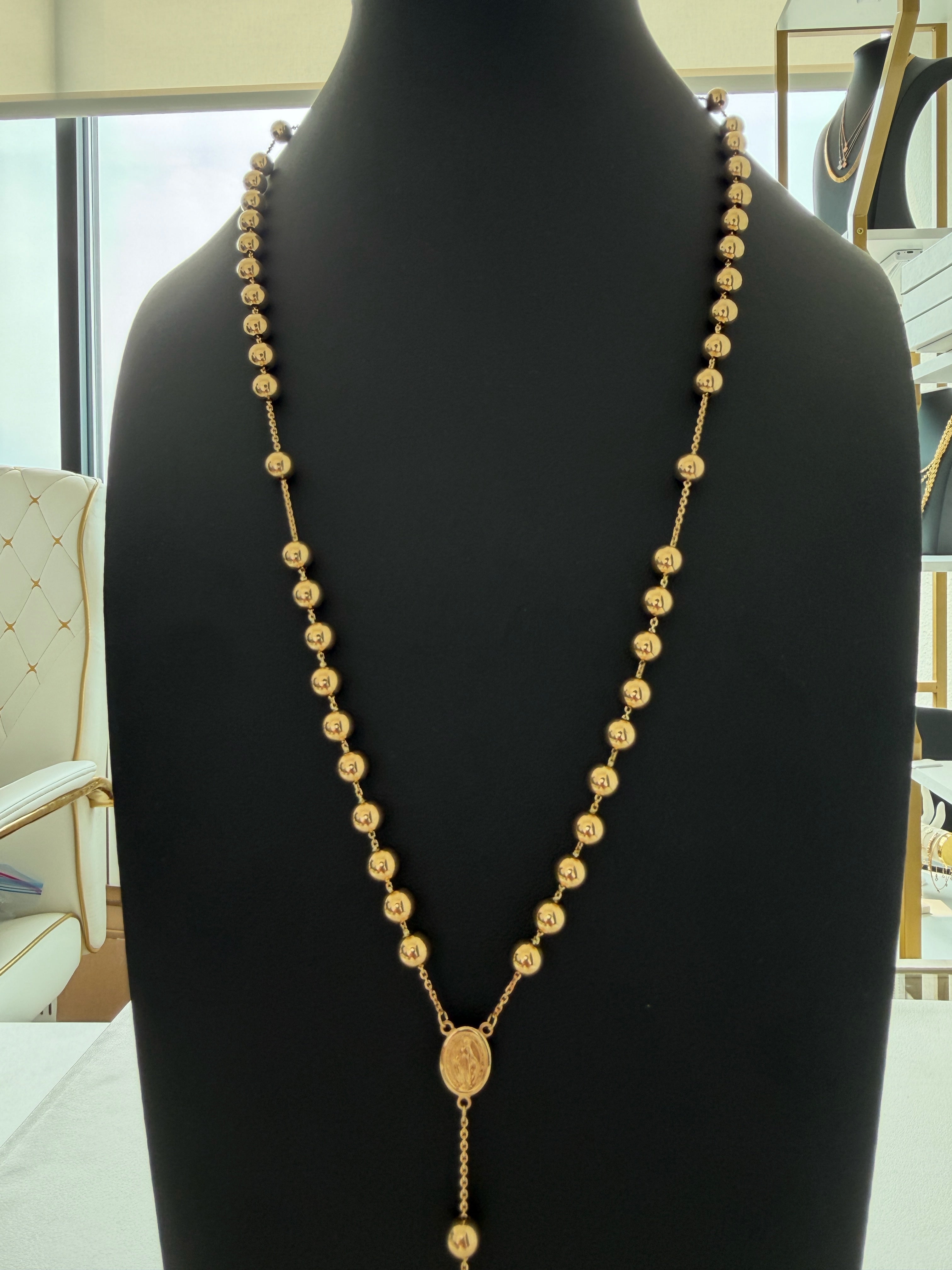 18K Gold Traditional Catholic Rosary Chain For Men