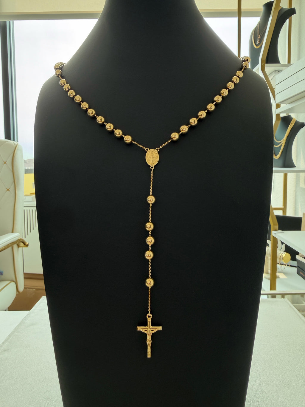 18K Gold Traditional Catholic Rosary Chain For Men