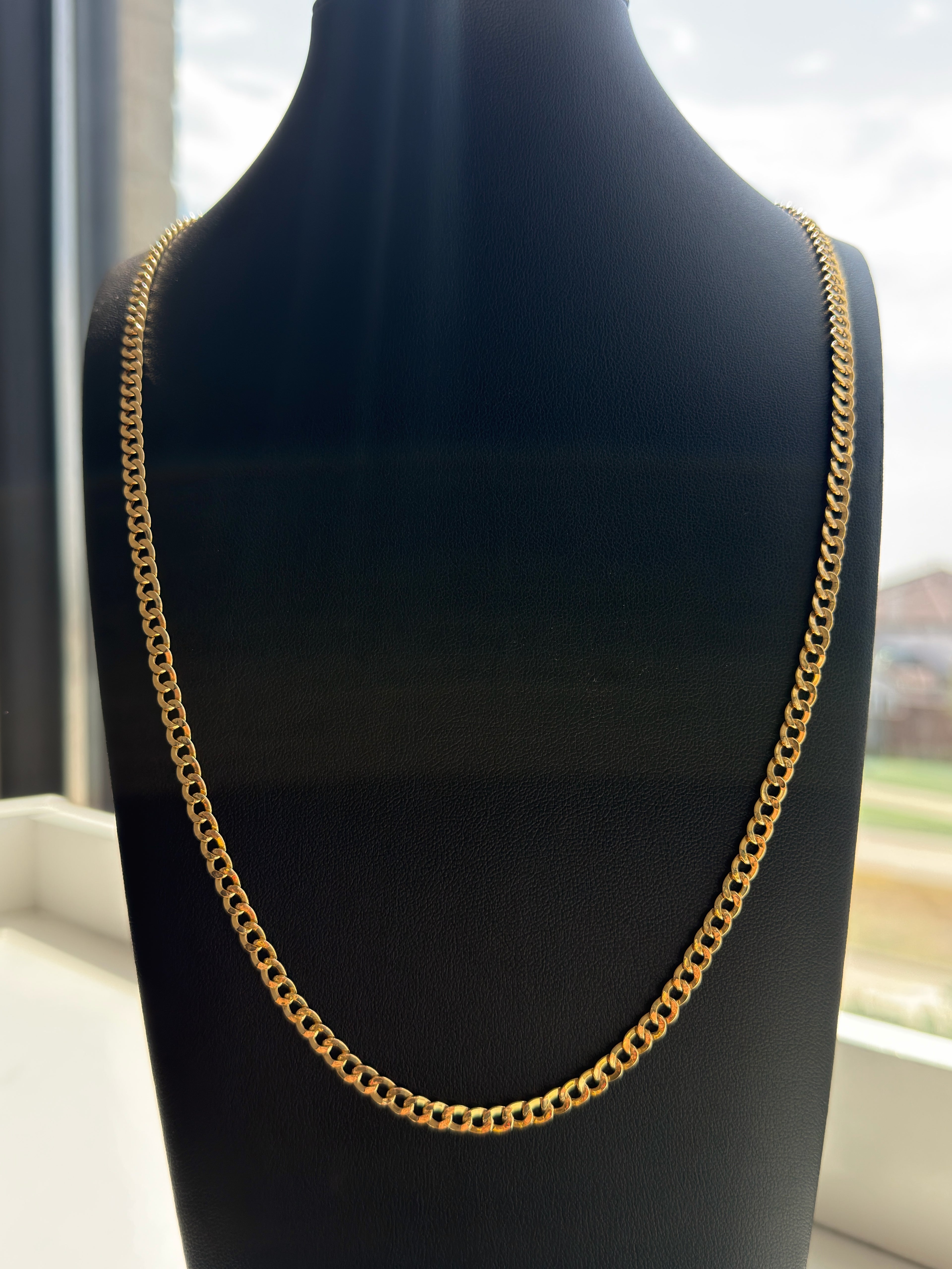 18K Gold Diamond-Cut Cuban Link Chain – 7.84g For Men