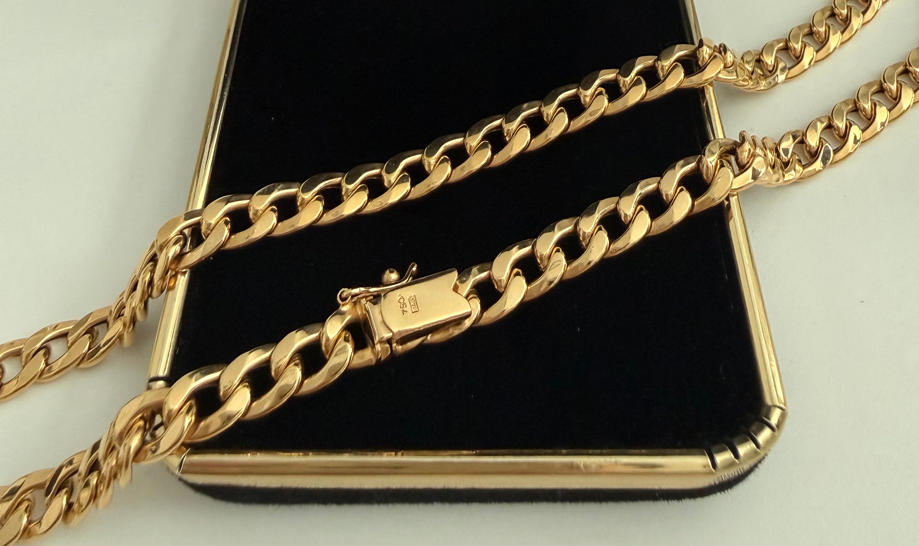 18K Gold Open Cuban Link Chain with Box Clasp – 16.1g
