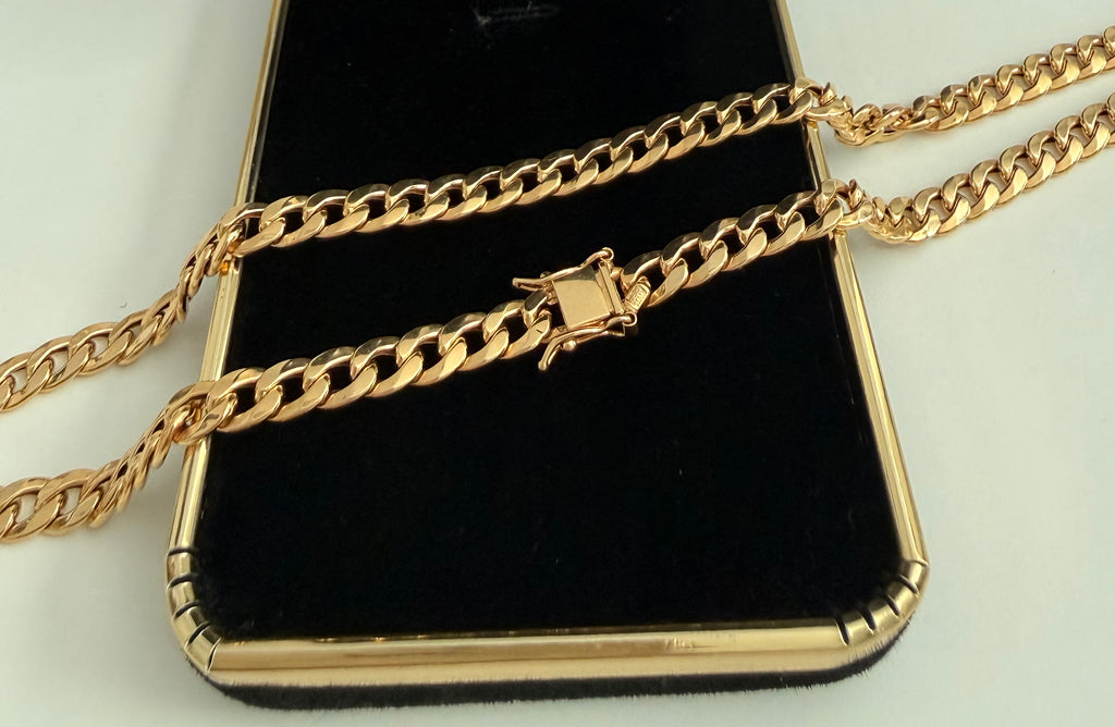 18K Gold Open Cuban Link Chain with Box Clasp – 11.34g