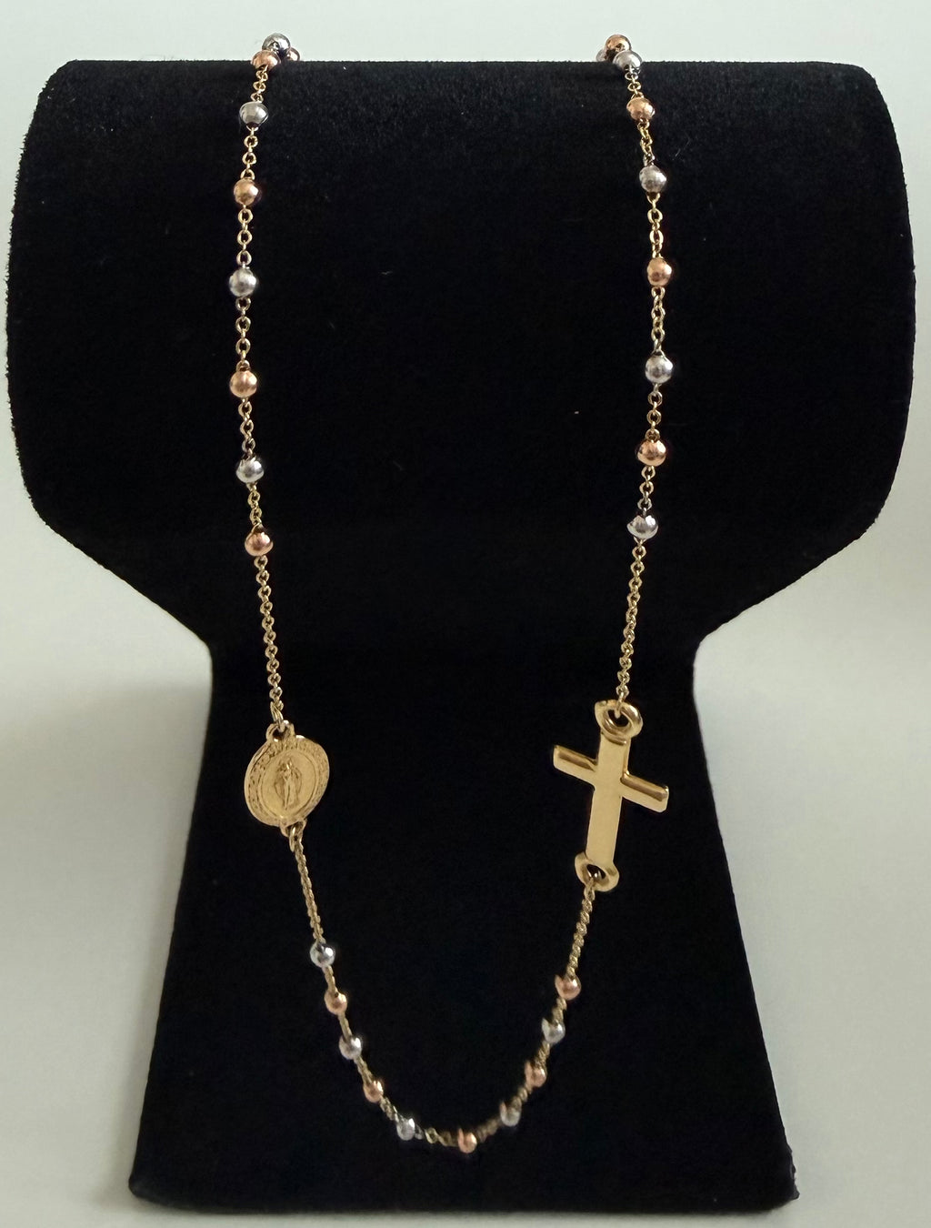 18K Gold Three - Tone Women’s Closed Rosary Necklace – 2.61 g