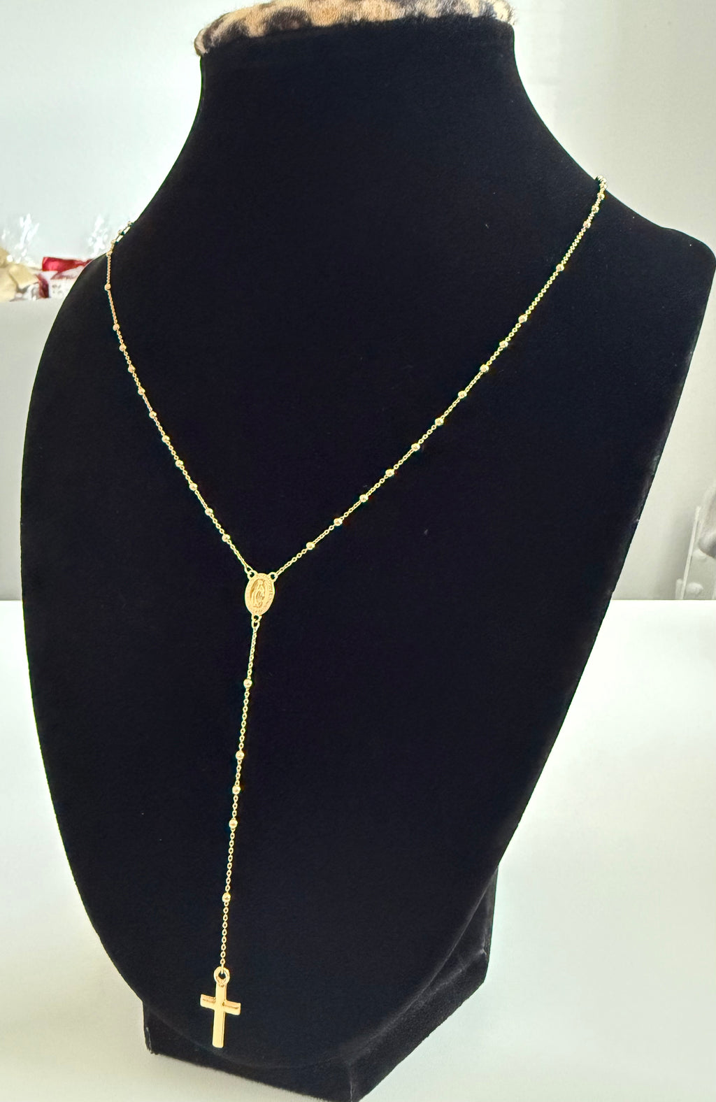 18K Gold Women’s Traditional Catholic Rosary Necklace