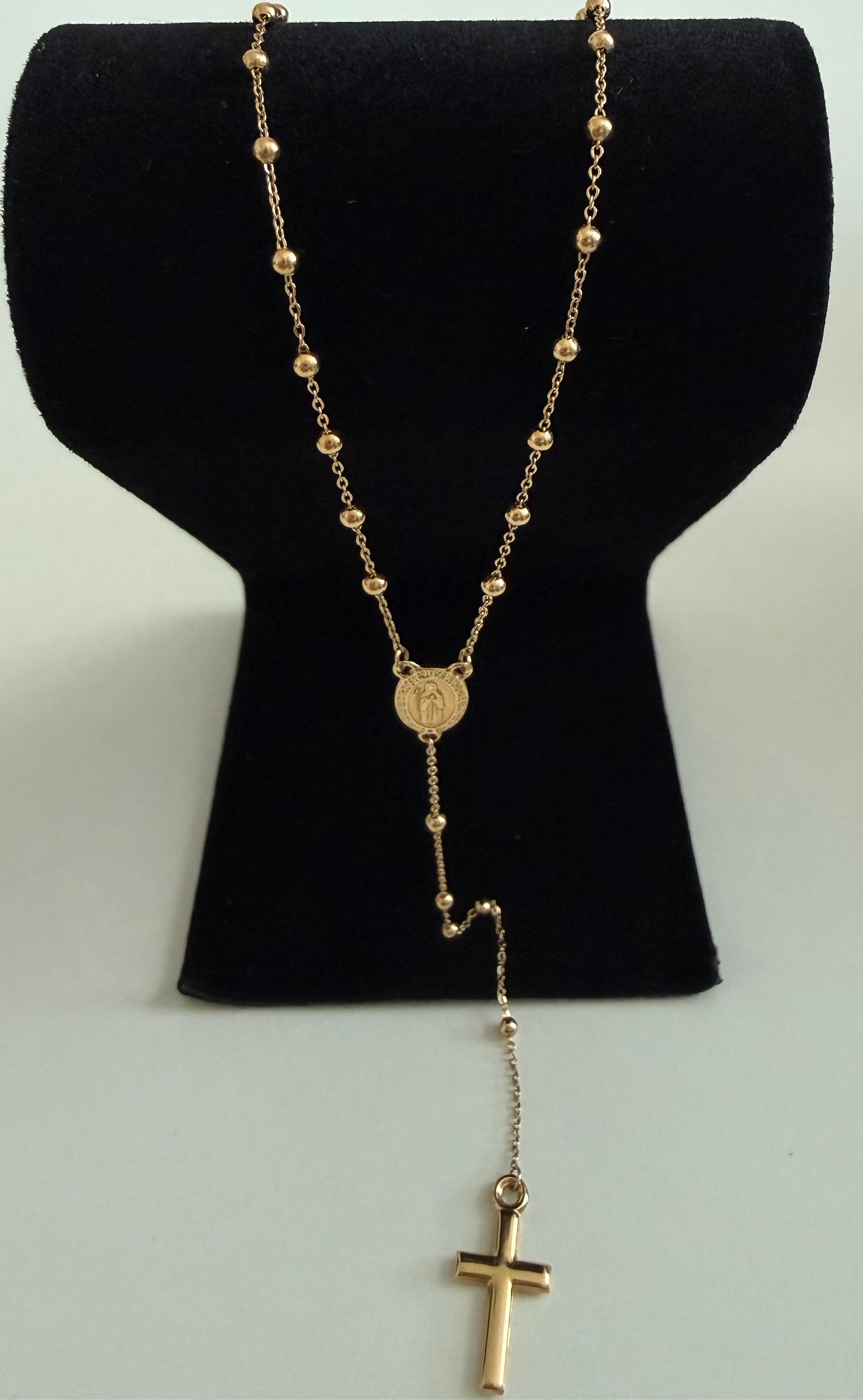 18K Gold Women’s Traditional Catholic Rosary Necklace