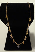 18K Gold Three - Tone Women’s Necklace with Moon & Stars Pendants – 2.32 g