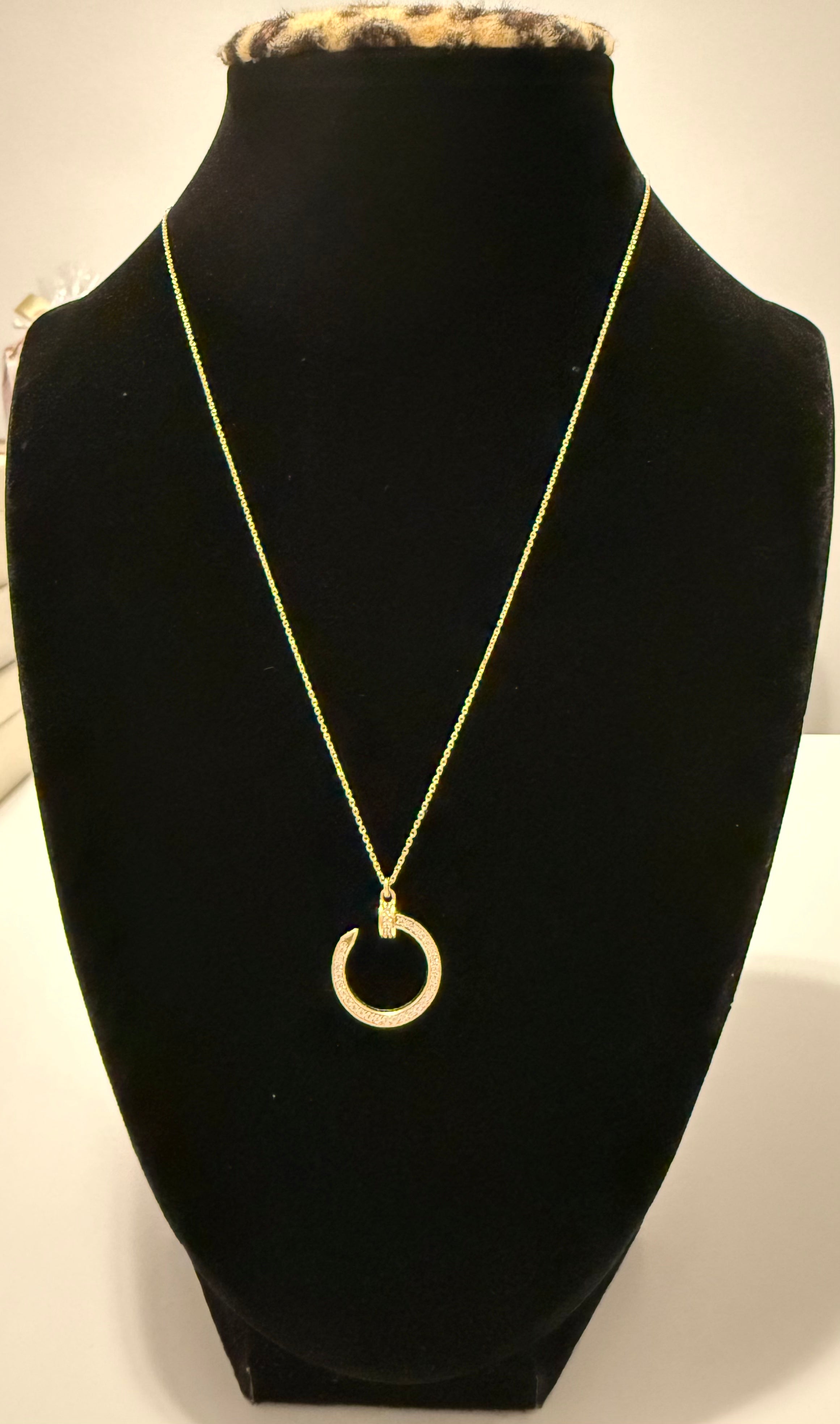 18K Gold Women’s Necklace with White Zirconia Pendant – 2.62 g