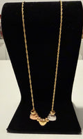 18K Gold Three - Tone Women’s Necklace with Hearts Pendant – 2.64 g